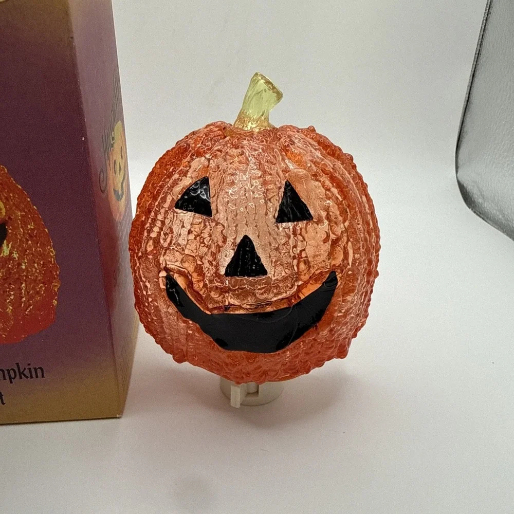 Halloween Spun Acrylic Pumpkin Jack O'Lantern 4